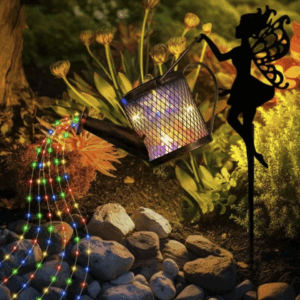 GLUAAE Solar LED Garden Lights Outdoor Decor – Watering Can Stake Light with Built-in String Lights, Waterproof IP55, Decorative Yard & Pathway Lighting for Lawn, Patio, Backyard (Multicolor)