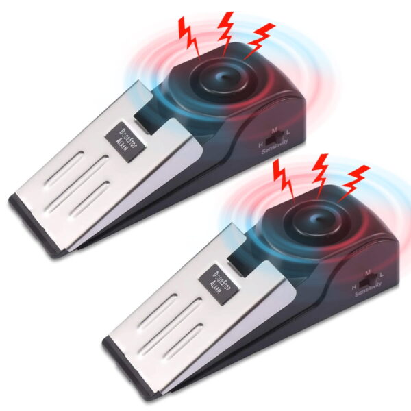 2PCS Upgraded Wedge Door Stop Alarm with 120 dB - Great Gift for Traveling Residential Home Apartment Door Stopper Security Tools