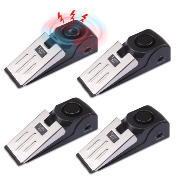 4PCS Upgraded Wedge Door Stop Alarm with 120 dB - Great Gift for Traveling Residential Home Apartment Door Stopper Security Tools