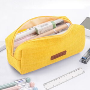 GLUAAE Portable Stylish Pen Bag,Stationery Pouch,Multi-Colored Pencil Bag,Cosmetic Pouch Bag,Compact Zipper Bag(Yellow)