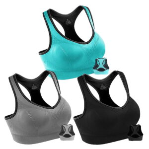 GLUAAE 3 Pack Women Racerback Sports Bras High Impact Workout Yoga Gym Activewear Fitness Bra - XL