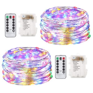 100 Light Indoor / Outdoor 33' Battery Operated LED String Light- Multicolor 2 Pack