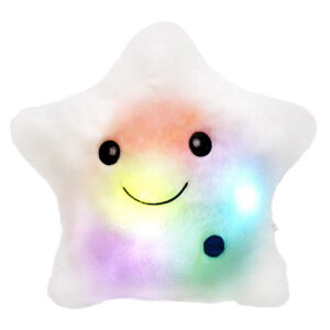 GLUAAE Creative Twinkle Star Glowing LED Night Light Plush Pillows Stuffed Toys (White)