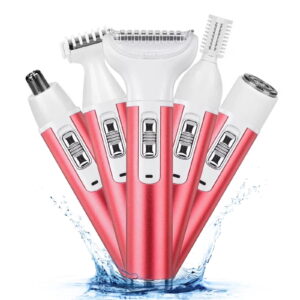 TiokMc 5-in-1 Electric Razor for Women, Waterproof Body Shaver & Facial, Nose, Eyebrow, Bikini Hair Trimmer, Arm, Leg, Armpit Grooming Kit