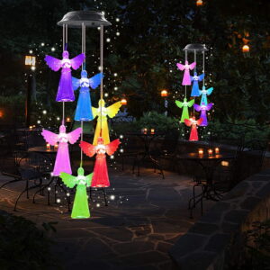 GLUAAE Angel Wind Chime – Solar-Powered Outdoor Decor, Gardening Gift for Mom, Unique Birthday Present for Women