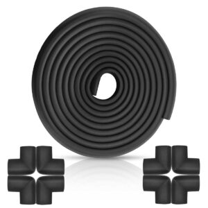 GLUAAE Table Corner Edge Protectors, Furniture Edge Corner Bumper Guard, Fireplace Baby Proofing, 3M Pre-Taped Corners, 16.5 ft (15 ft Edge + 4 Corners), Black
