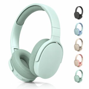 GLUAAE Bluetooth 5.0 Over-Ear Headphones with Active Noise Cancellation, 40mm HiFi Stereo, 12H Playtime, Foldable Lightweight Headset, Green