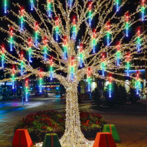 GLUAAE Upgraded Meteor Shower Rain Lights, 50cm 10 Tubes 540 LED, Waterproof Cascading Lights for Holiday Party Wedding Christmas Tree Decoration (2Pack Multi Color)