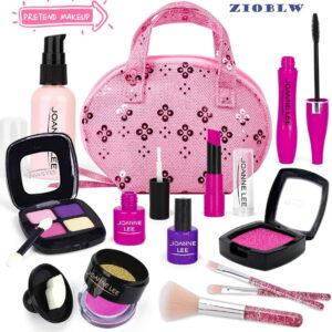 GLUAAE Girls Pretend Play Fake Makeup Cosmetic Toy Case Kit for Toddlers, Kids, Little Girls