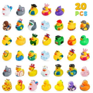GLUAAE 20Pcs Assorted Rubber Ducks - Mini Floatable Bath Toys for Kids, Non-Toxic Baby Pool Party Favors, Halloween & Easter Gifts, Random Color Duckies for Toddlers (Bathtub, Party Decor)