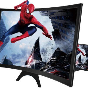 GLUAAE 12" Curved Phone Magnifier - 3D HD Screen Amplifier with Stand for Movies/Gaming (Universal Smartphone Compatible)