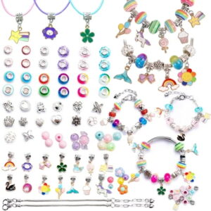 GLUAAE 198 Pcs DIY Charm Bracelet Making Kit for Girls Age 8-12 - Jewelry Craft Beads Set for Bracelets & Necklace Making, Creative Arts and Crafts Gift for Teen Girls