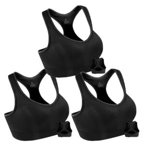 GLUAAE 3 Pack Women Racerback Sports Bras High Impact Workout Yoga Gym Activewear Fitness Bra - XL
