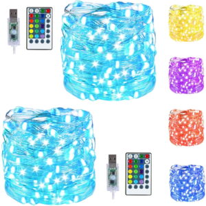 TiokMc 66Ft USB Fairy String Lights, 200 LED, 16 Color Changing, 8 Modes with Remote Control, Multi-Color Twinkle Lights for Home, Party, Wedding, Party