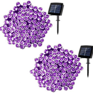 2 Pack Solar String Lights 72ft 22m 200 LED 8 Modes Solar Powered Outdoor Lighting Waterproof Christmas Fairy Lights for Xmas Tree Garden Homes Ambiance Wedding Lawn Party Decor (Purple)