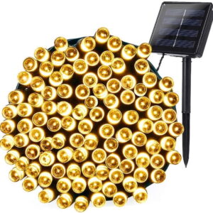 1 Pack Solar String Lights 72ft 22m 200 LED 8 Modes Solar Powered Outdoor Lighting Waterproof Christmas Fairy Lights for Xmas Tree Garden Homes Ambiance Wedding Lawn Party Decor (Warm White)