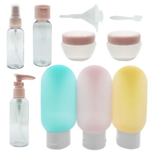 Empty Travel Size Bottles Set, Cosmetic Containers Leak Proof Portable Travel Accessories for Shampoo Conditioner Lotion Cleasing Milk (11 Pack)