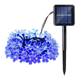 GLUAAE 22.96ft Solar Fairy Lights – 50 LED Waterproof String Lights for Garden, Patio, Christmas (Blue)-2 Pack