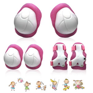 Kids Protective Gear Set Knee Pads for Kids 3-14 Years Toddler Knee and Elbow Pads with Wrist Guards 3 in 1 for Skating Cycling Bike Rollerblading Scooter-PINK