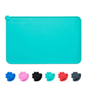 GLUAAE Found Silicone Waterproof Dog Cat Pet Food Mats Tray - Non Slip Pet Dog Cat Bowl Mats Placemat - FDA Grade Dog Pet Cat Feeding Mat-GREEN