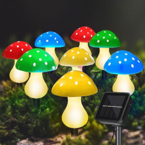 Multicolored Solar Mushroom Lights for Garden Decor, 8 Modes Waterproof Outdoor LED Fairy Landscape Lamp for Christmas Patio Yard Lawn Decoration (8 Pack)