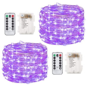 100 Light Indoor / Outdoor 33' Battery Operated LED String Light- Purple 2Pack