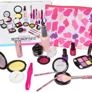 GLUAAE Pretend Kids Cosmetic Toys Kit for Girls Toddlers Makeup Play Set with Cosmetics Bag