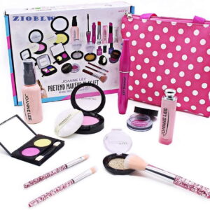 GLUAAE Pretend Makeup Kit Toys for 3+ Year Old Girls, First Make up Set for Little Princess Play Dress up, Kids Cosmetic, Best Birthday Gift for Toddler-with Polka Dot Bag (Not Real Makeup)
