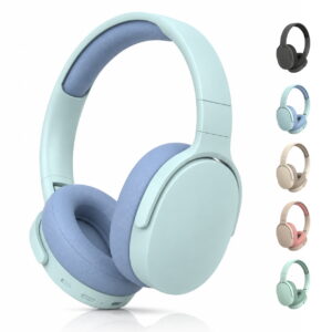 GLUAAE Bluetooth 5.0 Over-Ear Headphones with Active Noise Cancellation, 40mm HiFi Stereo, 12H Playtime, Foldable Lightweight Headset, Blue