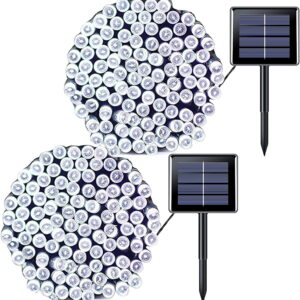 2 Pack Solar String Lights 72ft 22m 200 LED 8 Modes Solar Powered Outdoor Lighting Waterproof Christmas Fairy Lights for Xmas Tree Garden Homes Ambiance Wedding Lawn Party Decor (Cool White)