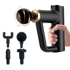 GLUAAE Professional Deep Tissue Percussion Muscle Massager with 6 Speeds and 4 Heads, Handheld & Portable Massage Gun for Athletes Foot Shoulder, Back, Neck Pain Relif