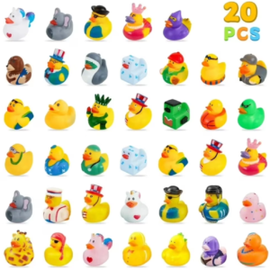 GLUAAE 20Pcs Assorted Rubber Ducks - Mini Floatable Bath Toys for Kids, Non-Toxic Baby Pool Party Favors, Halloween & Easter Gifts, Random Color Duckies for Toddlers (Bathtub, Party Decor)