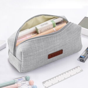 GLUAAE Portable Stylish Pen Bag,Stationery Pouch,Multi-Colored Pencil Bag,Cosmetic Pouch Bag,Compact Zipper Bag (Gray)
