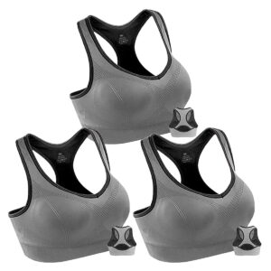 GLUAAE 3 Pack Women Racerback Sports Bras High Impact Workout Yoga Gym Activewear Fitness Bra - XXL