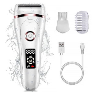 TiokMc 3-in-1 Electric Razor for Women, Rechargeable Wet & Dry Lady Shaver, Body Hair Remover for Face, Legs, Underarms & Bikini with LED Display, White