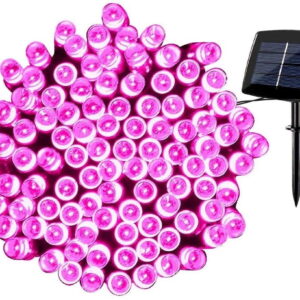 1 Pack Solar String Lights 72ft 22m 200 LED 8 Modes Solar Powered Outdoor Lighting Waterproof Christmas Fairy Lights for Xmas Tree Garden Homes Ambiance Wedding Lawn Party Decor (Pink)