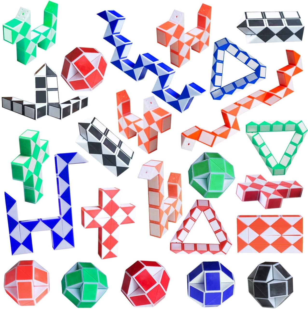 GLUAAE Sensory Fidget Snake Cube Twist Puzzle, Set of 5 Random Colors)