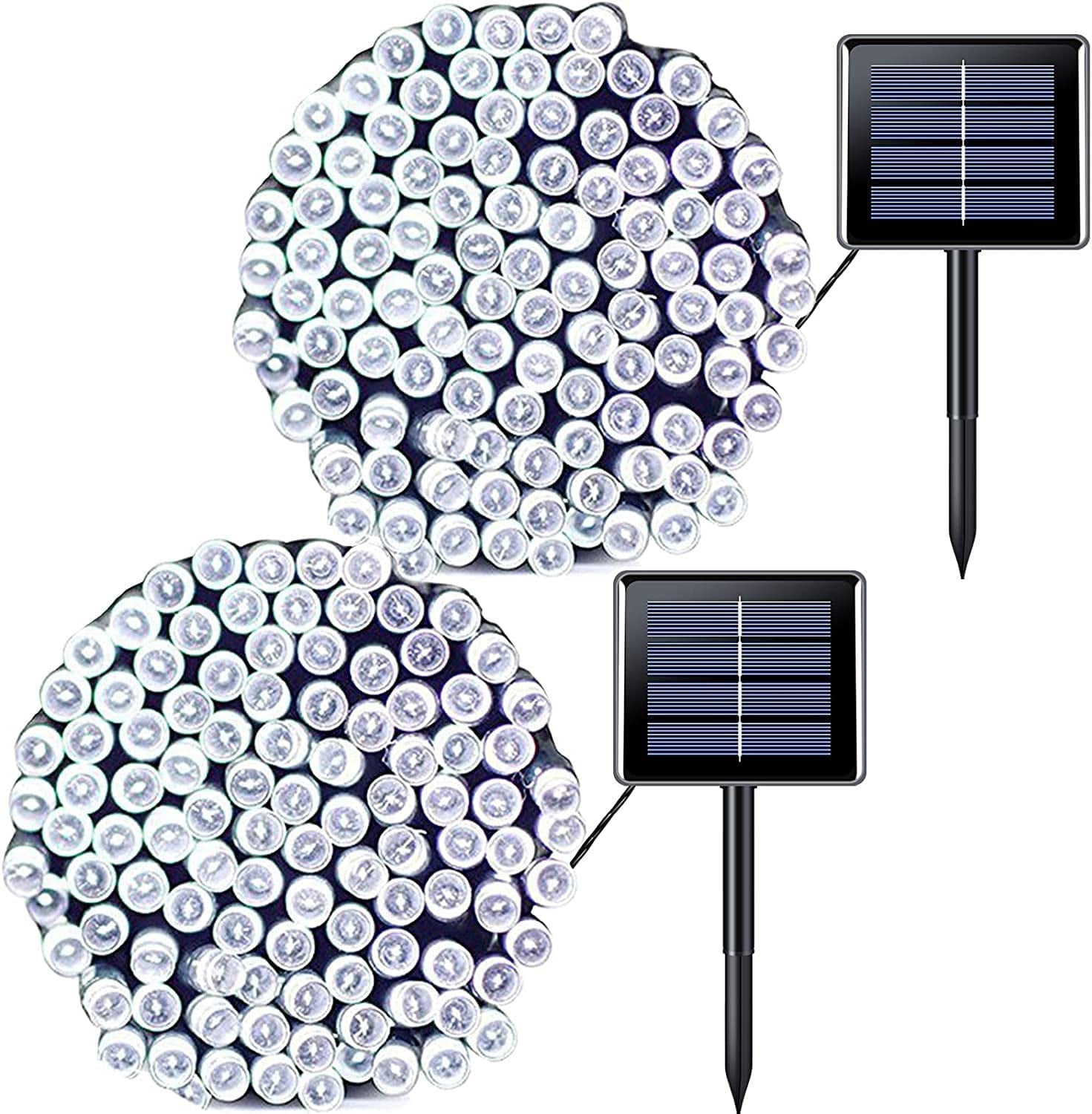 GLUAAE Solar Fairy String Lights 100 LED Christmas Decorative Lights(Cool White)-2Pack