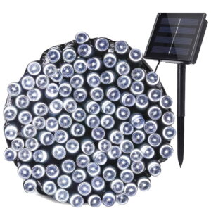 GLUAAE 39ft Solar LED String Lights - 100 Fairy Lights for Outdoor Christmas Decor (Cool White/1-Pack)