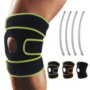 GLUAAE Knee Brace, Relieves ACL, LCL, MCL, Meniscus Tear, Arthritis, Tendonitis Pain. Open Patella Dual Stabilizers Non Slip Comfort Neoprene. Adjustable Bi-Directional Straps (Green)