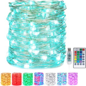TiokMc USB Fairy String Lights, 66Ft 200 LED Waterproof Silver Wire, 16 Colors & 8 Modes, Remote Control, Ideal for Bedroom, Party, Wedding, Christmas, Outdoor Decor
