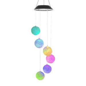 GLUAAE Solar Crystal Ball Hummingbird Wind Chime - Outdoor/Indoor Décor - Memorial Chimes - Best Gifts for Mom/Grandma - Yard Decorations - Birthday/Mother's Day Gifts