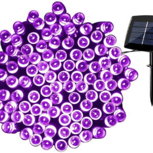1 Pack Solar String Lights 72ft 22m 200 LED 8 Modes Solar Powered Outdoor Lighting Waterproof Christmas Fairy Lights for Xmas Tree Garden Homes Ambiance Wedding Lawn Party Decor (Purple)