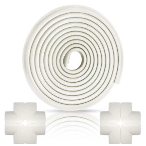 GLUAAE Table Corner Edge Protectors, Furniture Edge Corner Bumper Guard, Fireplace Baby Proofing, 3M Pre-Taped Corners, 16.5 ft (15 ft Edge + 4 Corners), White