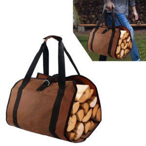 Canvas Log Carrier, Heavy Duty Firewood Tote Bag, Large Storage Bag, Durable Wood Stove Firewood Holder for Fireplace Fire Pit Outdoor Camping