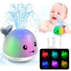 GLUAAE Rechargeable Light-Up Whale Bath Sprinkler Toy for Babies & Toddlers 1-3 - Fun Bathtub & Pool Water Toy, Perfect Baby Shower & Birthday Gift for Newborns