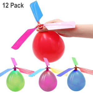 GLUAAE 12 Pcs Kids Balloon Helicopter Airplane,Balloon Powered Helicopter Flying Toy for Children's Day Gift Party Favor easter basket, stocking stuffer or birthday