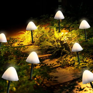 Solar Mushroom Lights - Waterproof Mini Landscape Pathway Lights for Yard, Garden, Patio - Warm White Décor for Parties, Weddings - Set of 12
