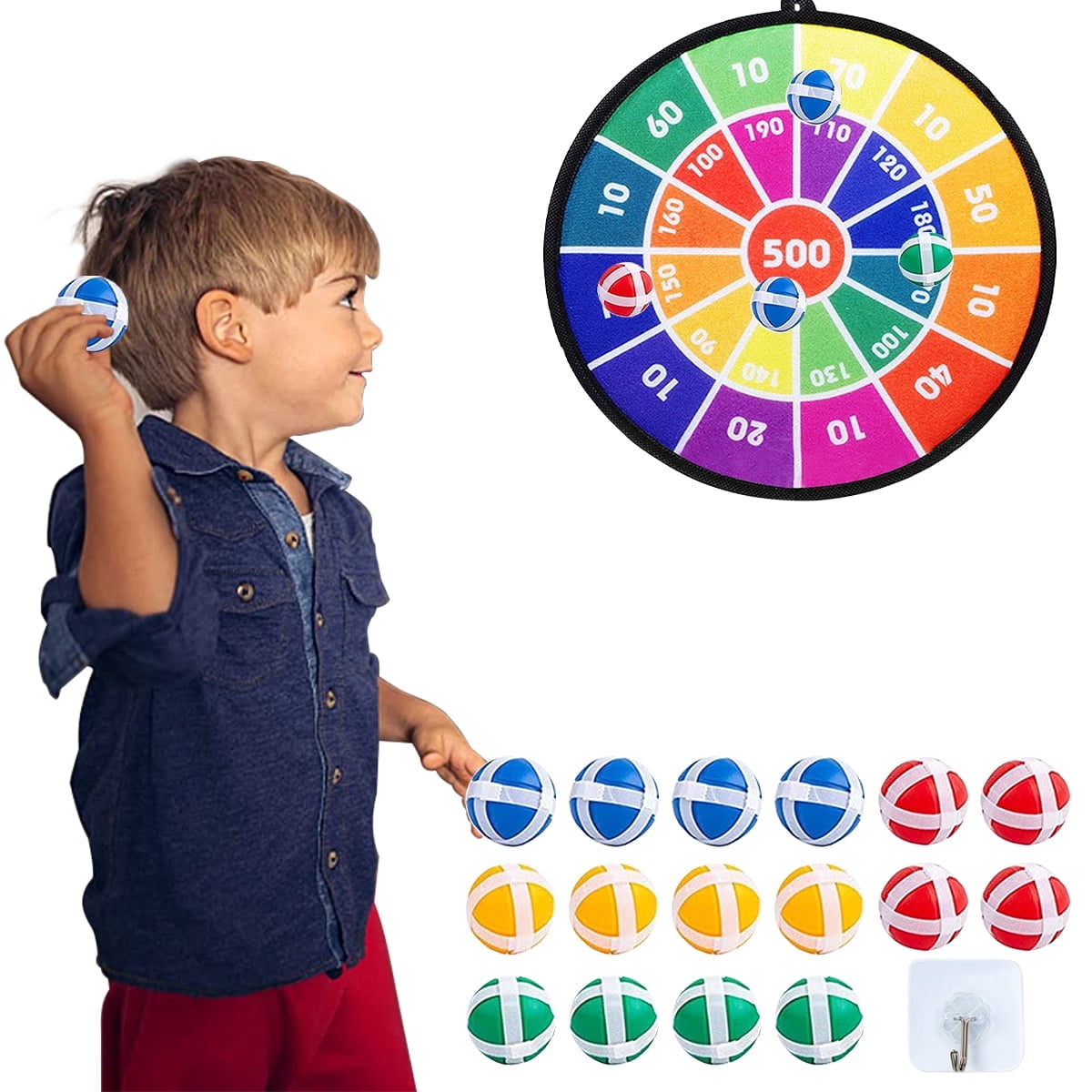 GLUAAE Dart Board Games for Kids,Ideal Indoor and Party Games 28.3Inches Safe Dart Board with 16 Sticky Balls, Best Sport Toys Gifts for 3 4 5 6 7 8 9+ Years Old Boys and Girls